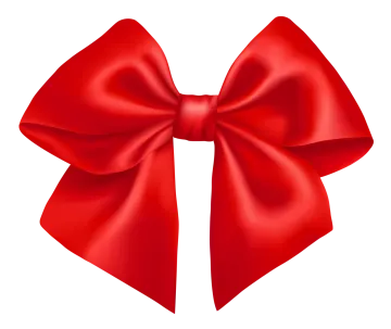 a red bow on a white background