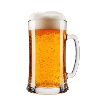 a glass of beer on a white background