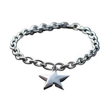 a silver bracelet with a star charm on it