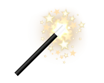 a magic wand with stars in the background
