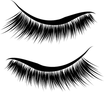 a pair of eyelashes on a white background