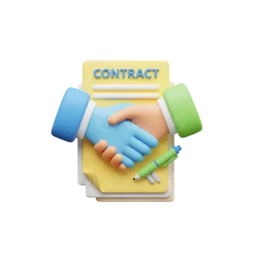 a hand shaking over a contract document