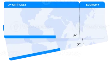 an airplane ticket is shown in blue and white