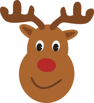 a reindeer head with a red nose