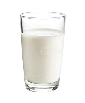 a glass of milk on a white background