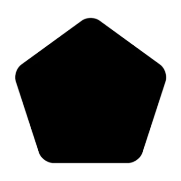 a black and white icon of a hexagon