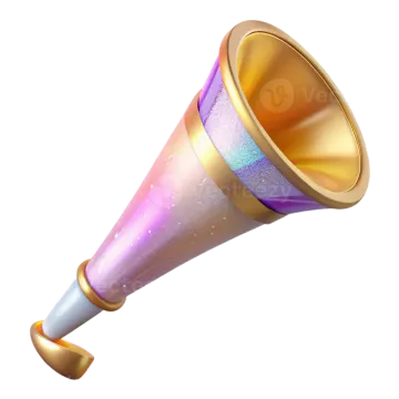 a purple and gold megaphone on a white background