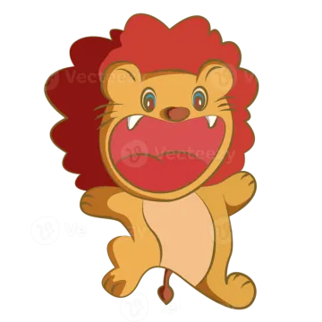 a cartoon lion with a heart in its mouth
