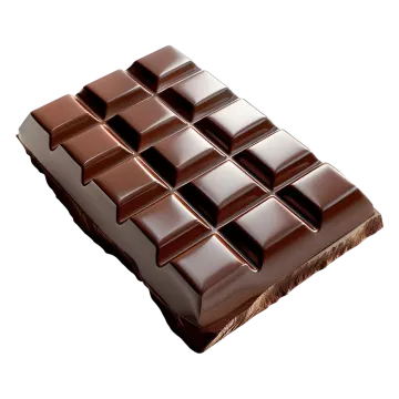 a piece of chocolate on a white background