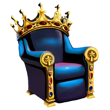 a chair with a crown on top of it