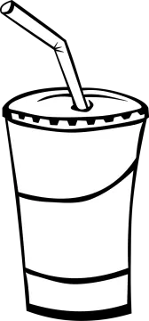 a bucket of water with a straw in it