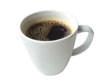 a cup of coffee on a white background