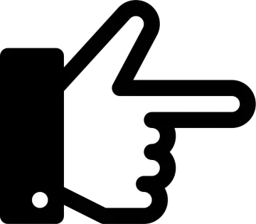 a black and white image of a hand pointing up