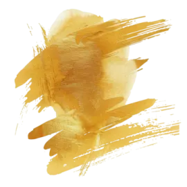 a yellow paint brush stroke on a white background