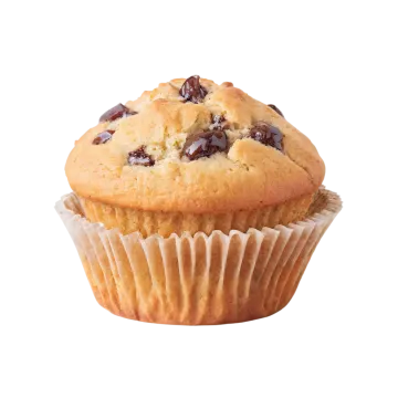 a close up of a muffin on a white background