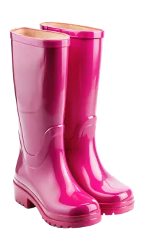a pair of pink rain boots