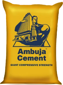the amja cement logo on a yellow pillow