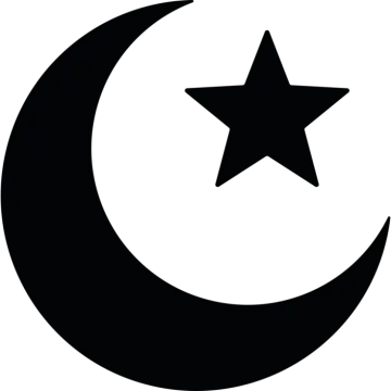 a black and white crescent and star