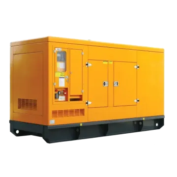 a yellow diesel generator on a white background