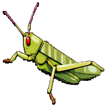 a green grasshopper on a white background