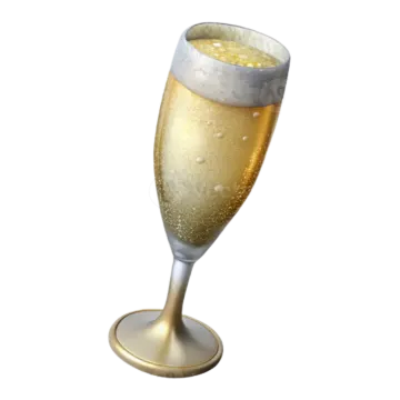 a glass of champagne on a white background