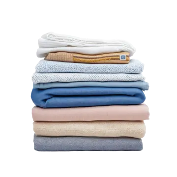 a stack of folded blankets