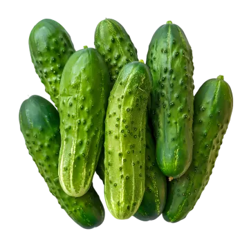 a bunch of pickles on a white background