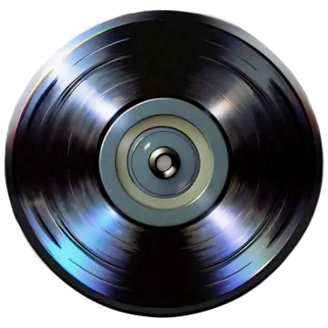 a black vinyl record on a white background