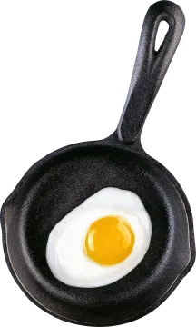 a frying pan with an egg in it
