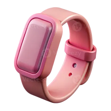 a pink smart watch on a white background