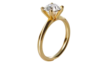 a yellow gold engagement ring with a single diamond