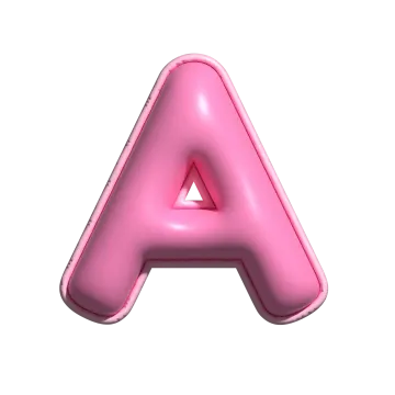 a pink letter on a white background