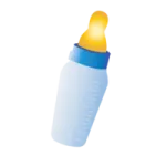a baby bottle with a yellow cap