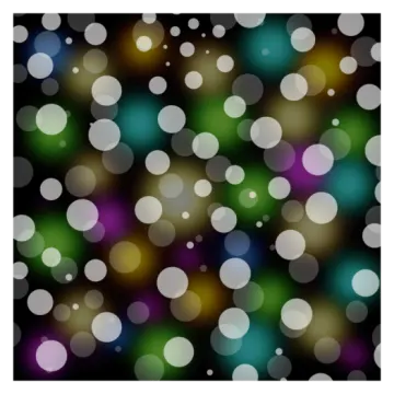 a black background with white and green circles