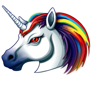a unicorn's head with a rainbow colored mane