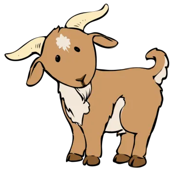 a brown goat standing on a white background