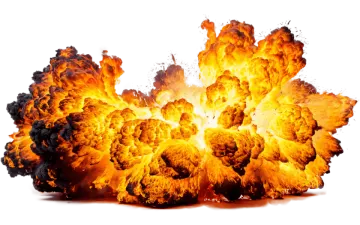 an explosion of fire on a white background