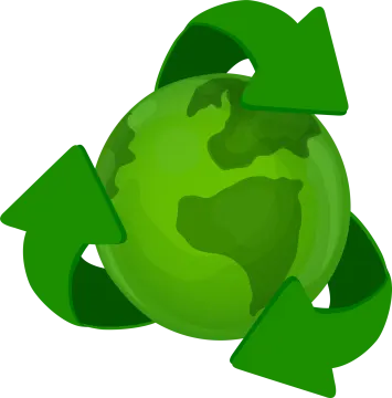 a green earth with arrows around it