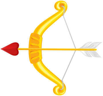 a yellow bow with an arrow on it