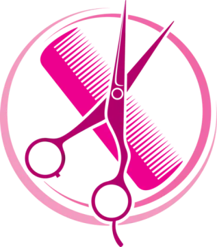a pair of scissors and combs on a white background