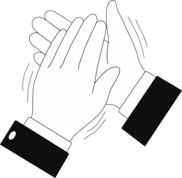 a black and white illustration of two hands reaching each other hands