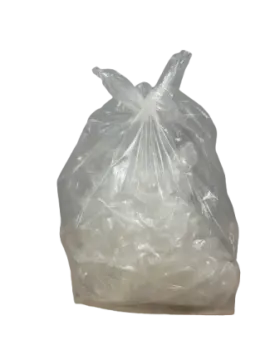 a clear plastic bag on a white background