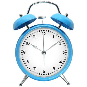 a blue alarm clock on a white background