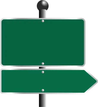 a green street sign with two arrows