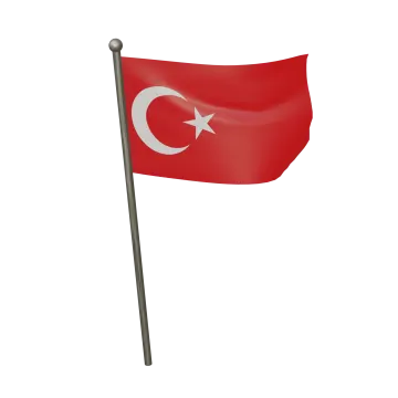 a turkish flag on a white background