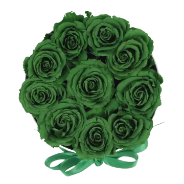 a bouquet of green roses on a white background