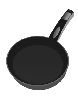 a black frying pan with a handle