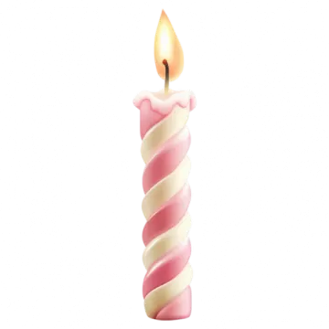 a pink and white candle on a white background