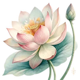 a watercolor painting of a lotus flower