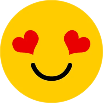 a smiley face with hearts in the eyes